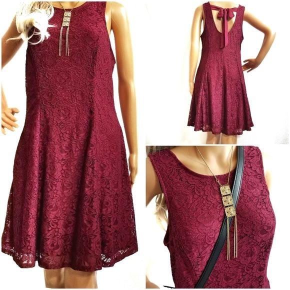 SPEECHLESS Juniors Lace Skater Dress Tie Back BNWT - Picture 1 of 7